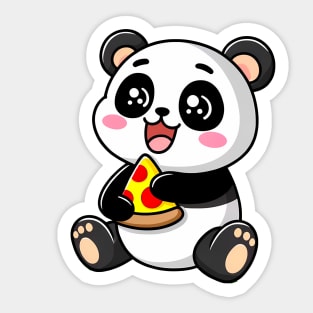 Cute Panda Bear Eating Pizza Sticker